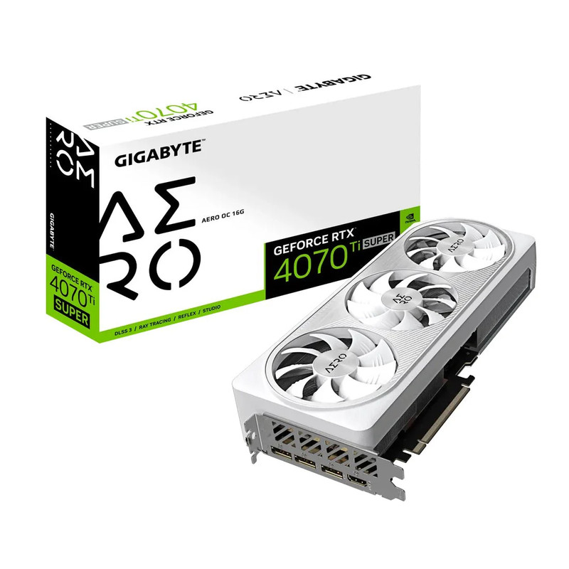 Gigabyte GeForce RTX 4070 Ti Super Aero OC 16GB GDDR6X Graphics Card - White - كرت الشاشة